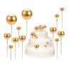 Cake Decoration Set: 12 Gold Balls and 2 Palm Leaves