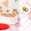 Cake Decoration Set: 12 Gold Balls and 2 Palm Leaves