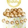 Cake Decoration Set: 12 Gold Balls and 2 Palm Leaves